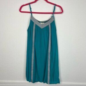 Entro Teal Aztec Detail Flowy Spaghetti Strap Dress Size S